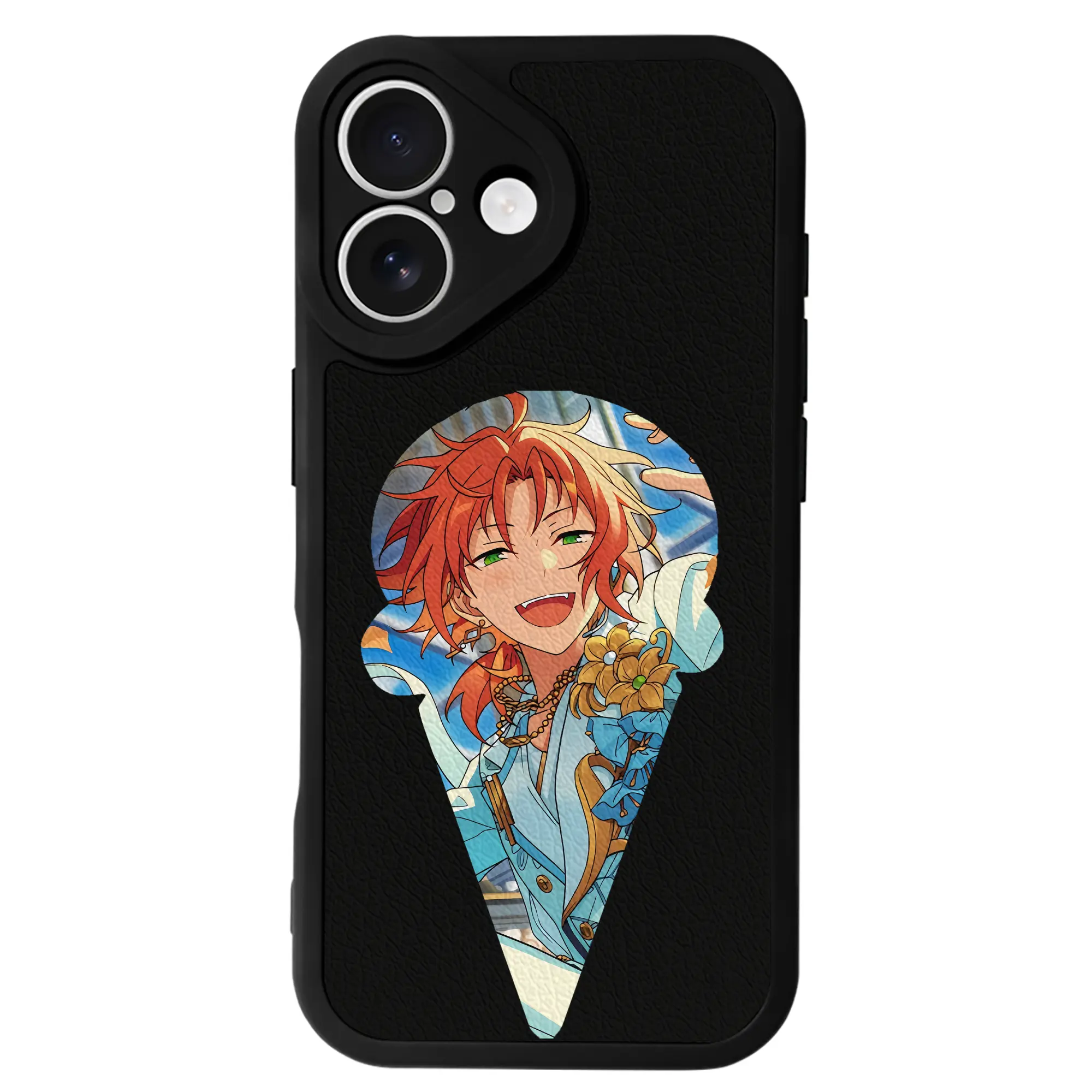 あんさん ぶる グッズ Knights 月永レオ - IPhone 16シリーズ対応 ・ シリコンスマホケース ・ レザー調 ・ 高精度フィット ・ 耐衝撃 ・ ワイヤレス充電対応 ・ 精密カット